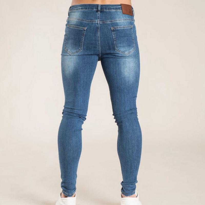 Casual Jeans Men Washed Denim Pants Hip Hop Men's Jeans Streetwear Slim Stretch Biker Jeans Male Pencil Denim Trouser