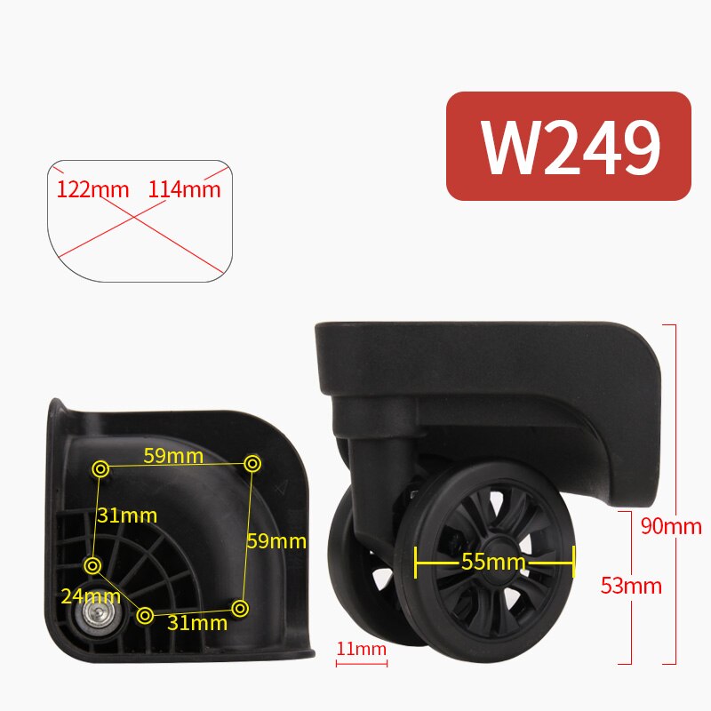 FANFU Luggage wheel accessories trolley wheels universal casters Factory direct sales repair suitcases wheel rolling casters: W249(2 Wheels)Black