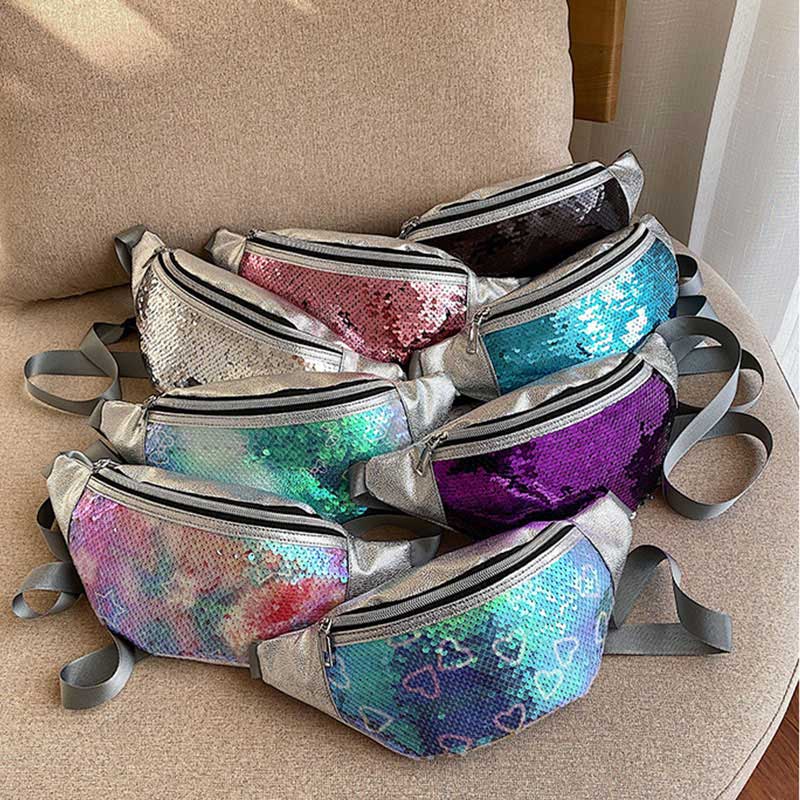 Sequin Taille Tas Glitter Fanny Pack Vrouwen Riem Tas Dames Kleurrijke Hip Bum Pouch Purse Festival Pouch Met Verstelbare band