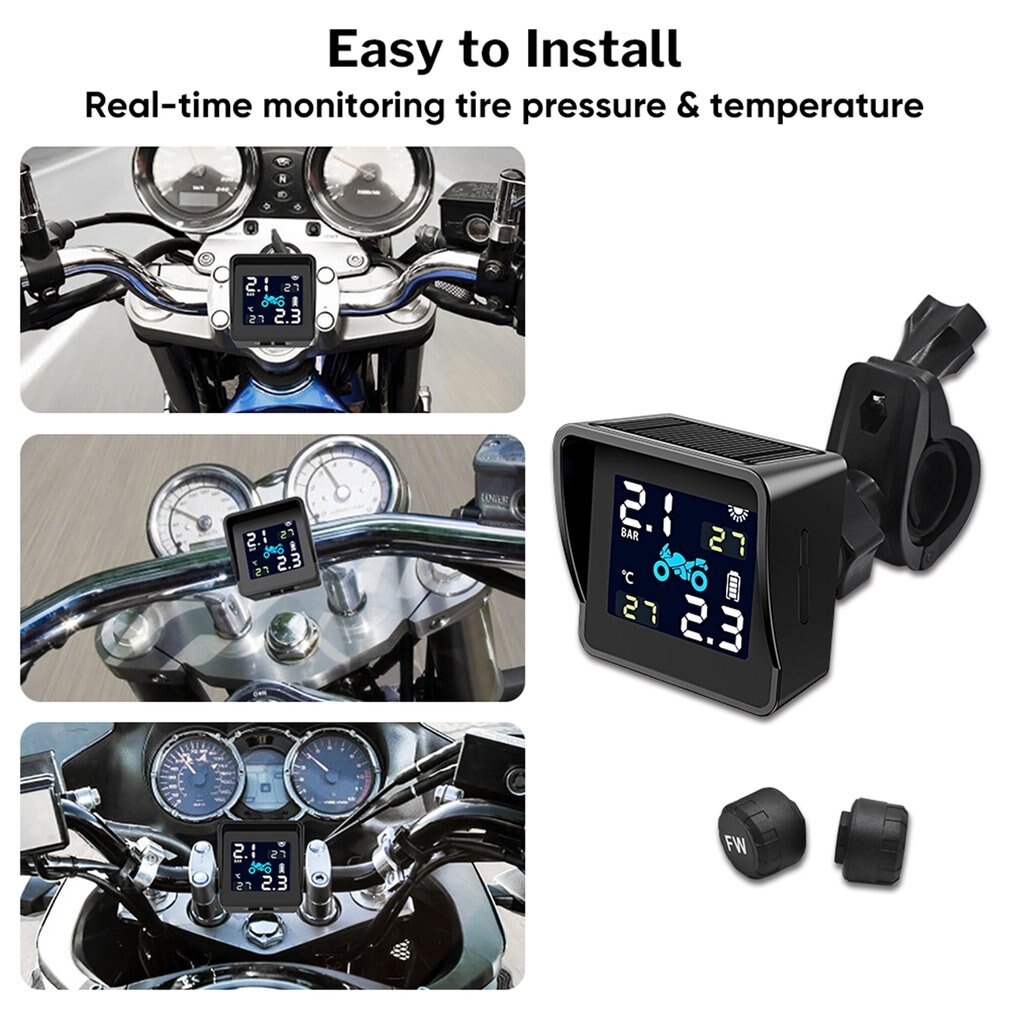 Waterproof Motorcycle Real Time Tire Pressure Monitoring System Tpms Wireless External Sensors Tire Detection Monitor