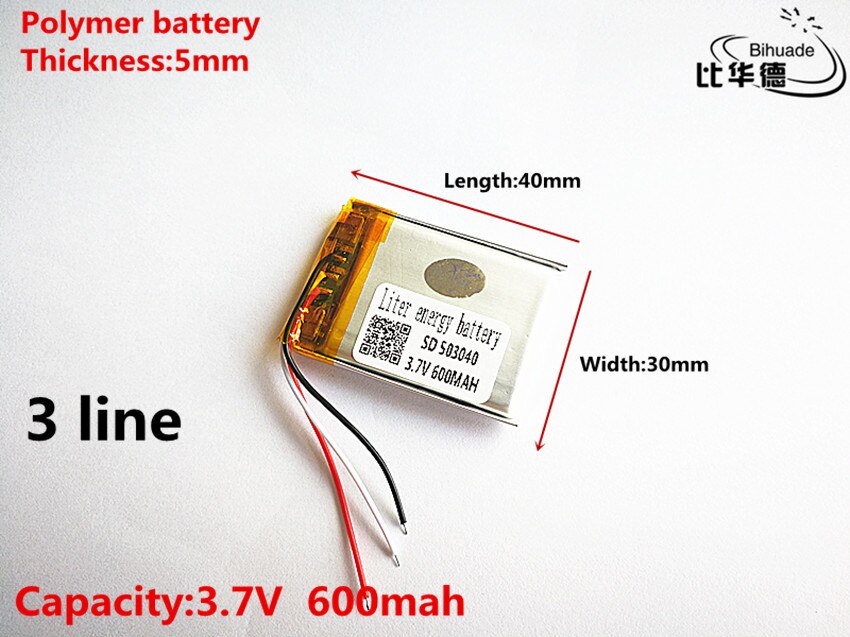 Lot de 10 batteries lithium-ion 3.7V,600mAH,503040 polymère, 3 lignes, bonne , pour jouet, batterie externe, GPS,mp3,mp4