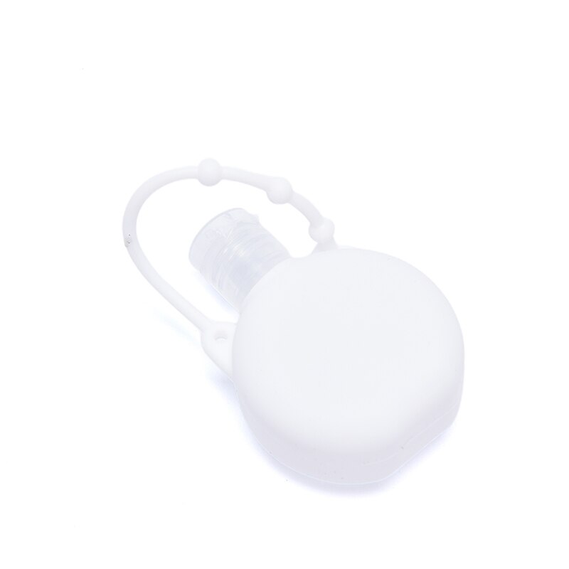 5 stuks 30ml siliconen ronde fles sleutelhanger handwasgel dispenser sleutelhanger handdesinfecterend middel schooltas sleutelhanger: Wit