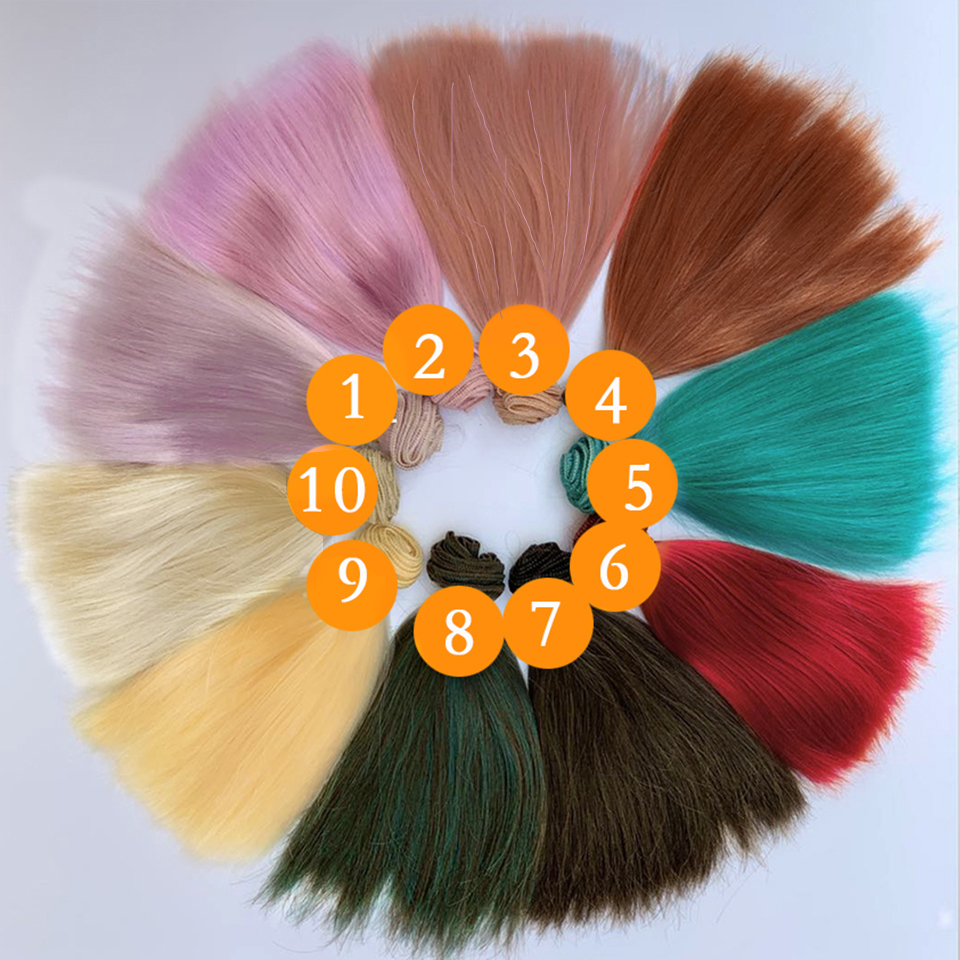 Pelo de muñeca de seda de leche de , pelo sintético largo y liso de 25CM para peluca BJD 1/3 1/4 1/6, accesorios para peluca de muñeca suave DIY: Blanco / L