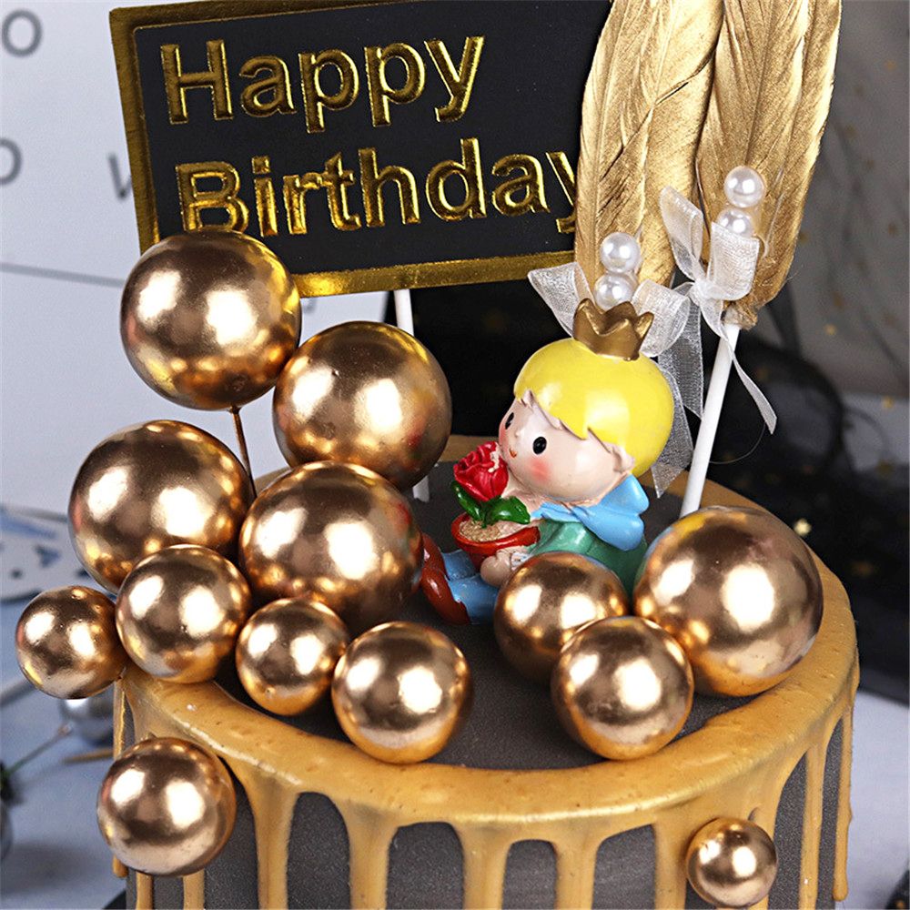 Boule de décoration de gâteau en mousse dorée et argentée, 60 pièces, choix  de cartes à Dessert, drapeau, décoration de gâteau pour fête prénatale,  mariage, anniversaire - AliExpress