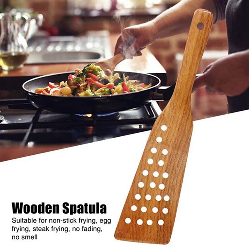 Utensilios de Cocina de madera, juego de utensilios de cocina, cucharas de Cocina de madera, espátula giratoria y espátula, 3 uds.