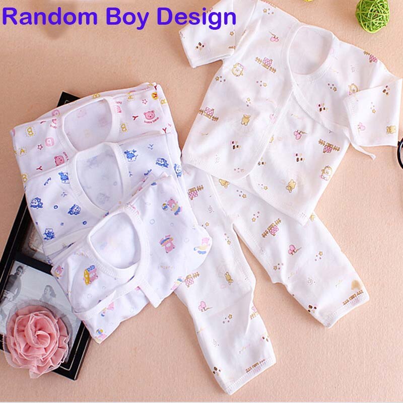 Pasgeboren Baby Jongen Meisje Zachte Katoenen Pyjama Kleding Set Nachtkleding Nachtkleding Outfit Voor Pasgeboren Baby Baby Doek 0-3M: Random Boy Design