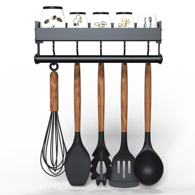 Kitchen Storage Shelf Wall Mounted Spice Rack Kitchenware Hook Rack Knife Holder Cutlery Storage Holder Kitchen Organizer: 30cm-2