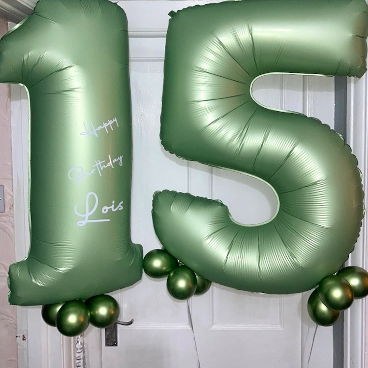 1SET 40inch Green Number Balloon With Star Heart Foil Balloons For 30 40 50 Adult Birthday Home Supplies Kids Party Decorations