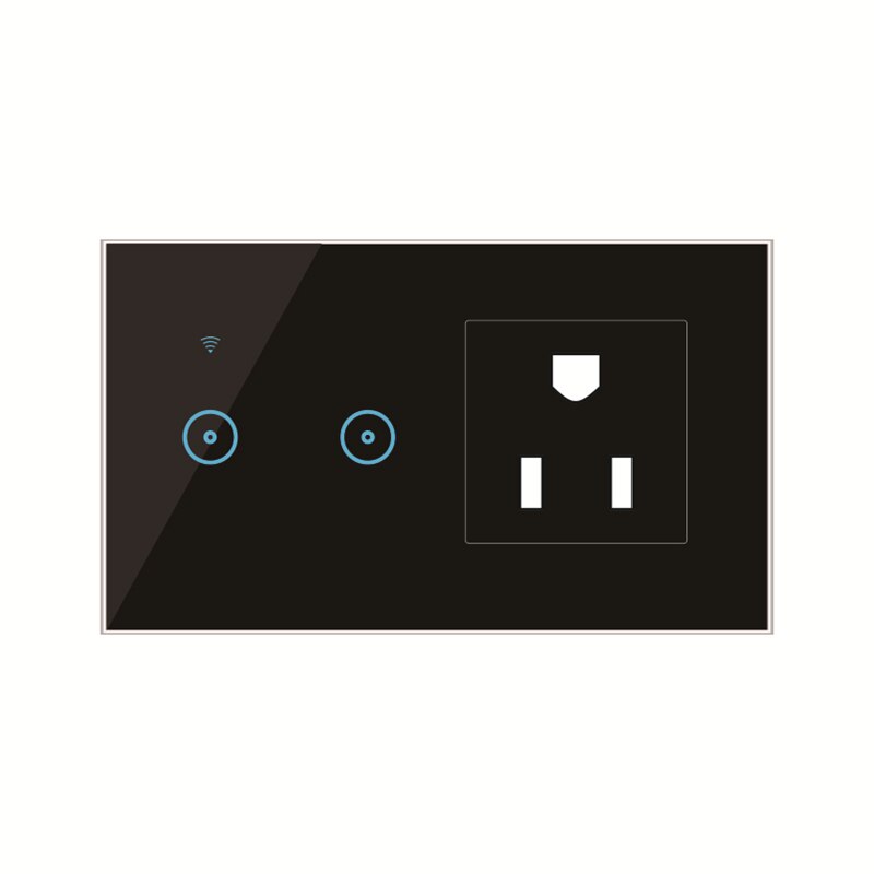 WiFi Smart Light Switch Socket US Standard WiFi Outlet 16A Timer Countdown eWelink Wireless Control Compatible With Alexa IFTTT: 2 gang black