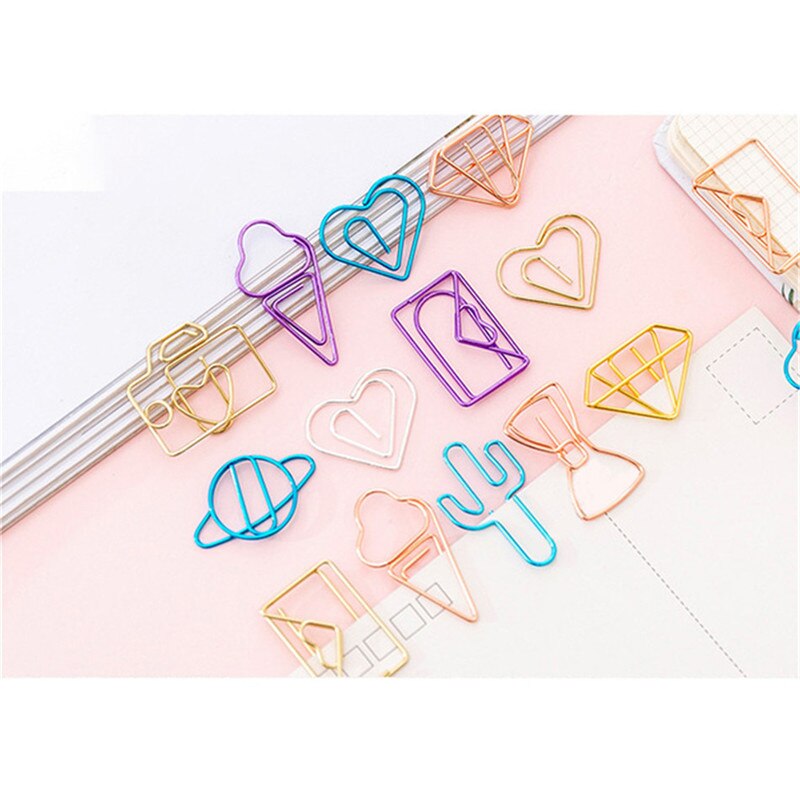 YaMinSanNiO 10pcs/lot Cute Paper Clips Envelope Cactus Paper Clip Metal Bookmark Decorative File Memo Clips Stationery