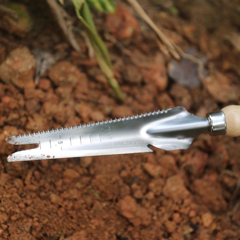 Stainless Steel Long Shovel With Wooden Handle, With Serration And Scale, Multifunctional Garden Tools Planting And Sigging Tool