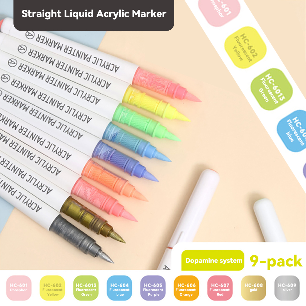 9 stk/eske blandede farger akryltusjer sett kunst stein malingspenner låve graffiti til stein glass bok sko gjør-det-selv håndverksutstyr: Lilla