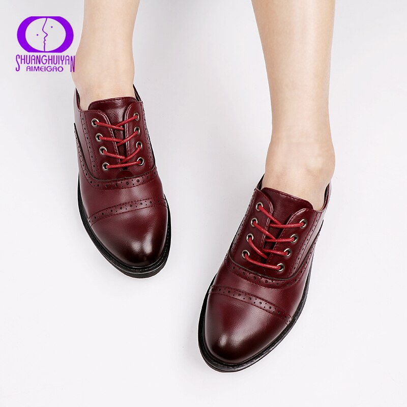 AIMEIGAO Printemps été femmes Chaussures Oxford Collège Style À Lacets À Talons Bureau Dames Chaussures En Plein Air Décontracté Chaussures De Sport Légères