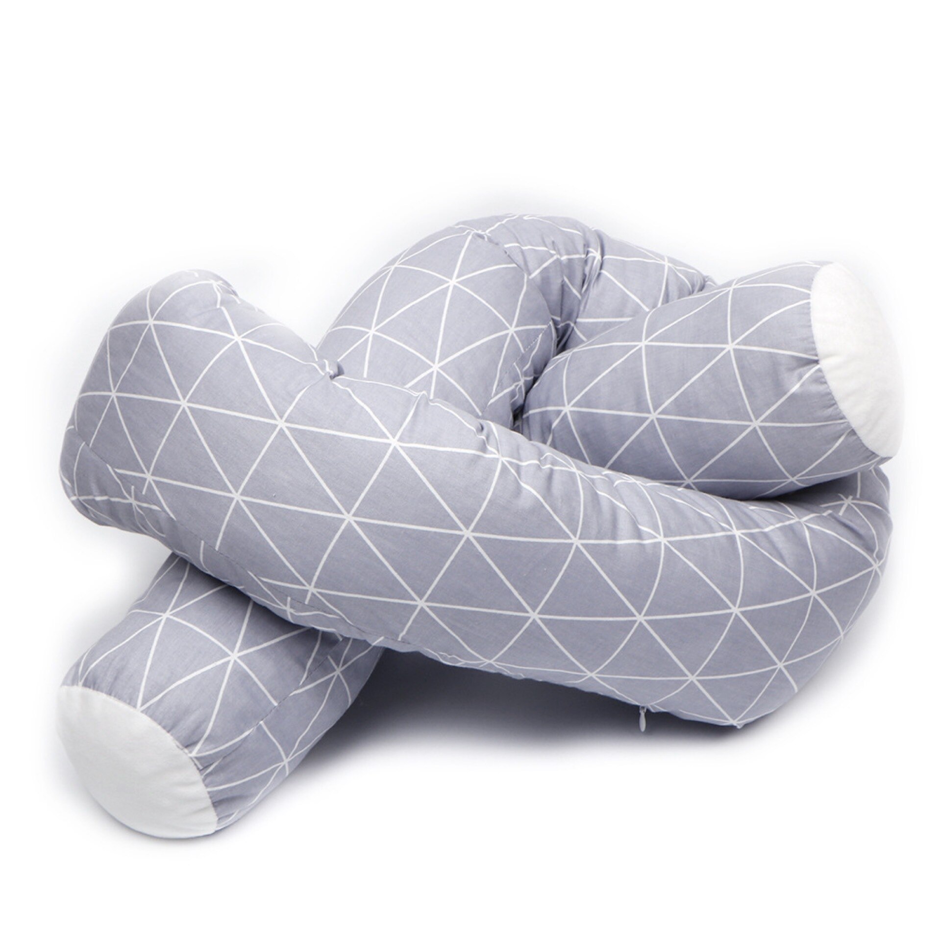 Protectores de cuna cilíndricos de algodón puro para niños, anticolisión, Universal, para las cuatro estaciones: Gray diamond