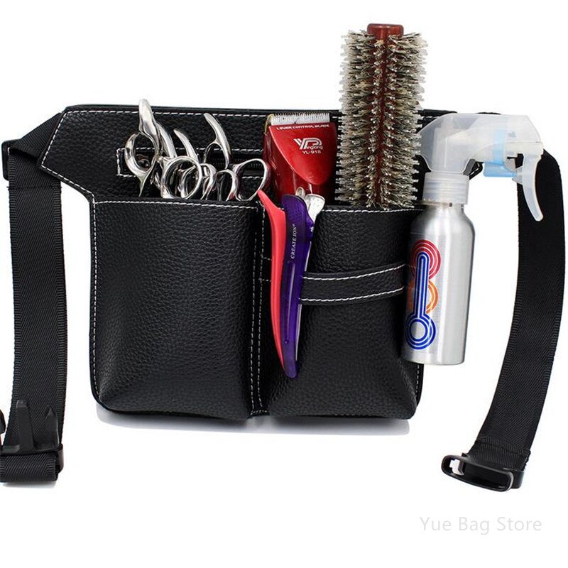 Pu læder hår saks kam taske salon barber hårnål flaske taske hårpleje styling frisør værktøj 30#: -en
