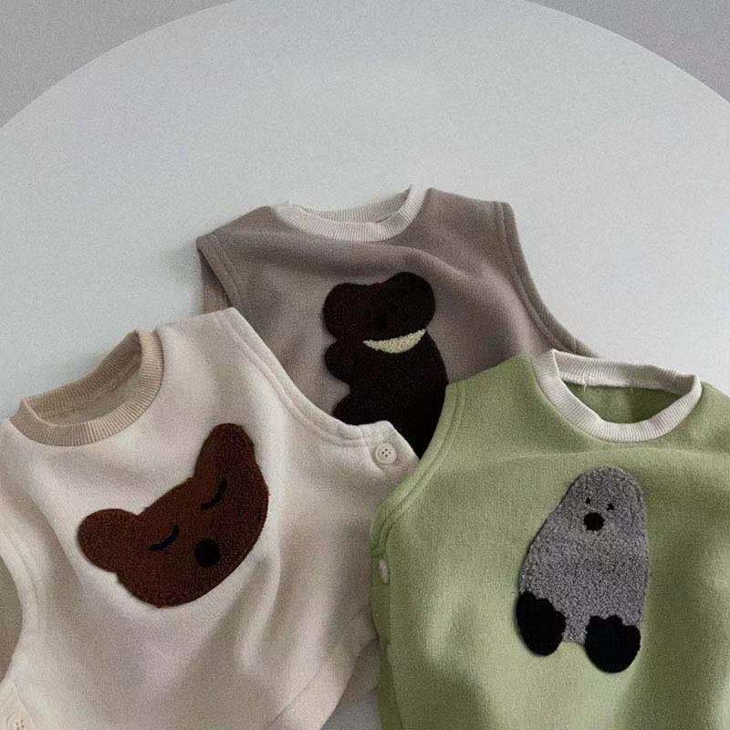 Gilet en velours épais et pour bébés garçons et filles, mignon, Animal, gilet sans manches pour enfants