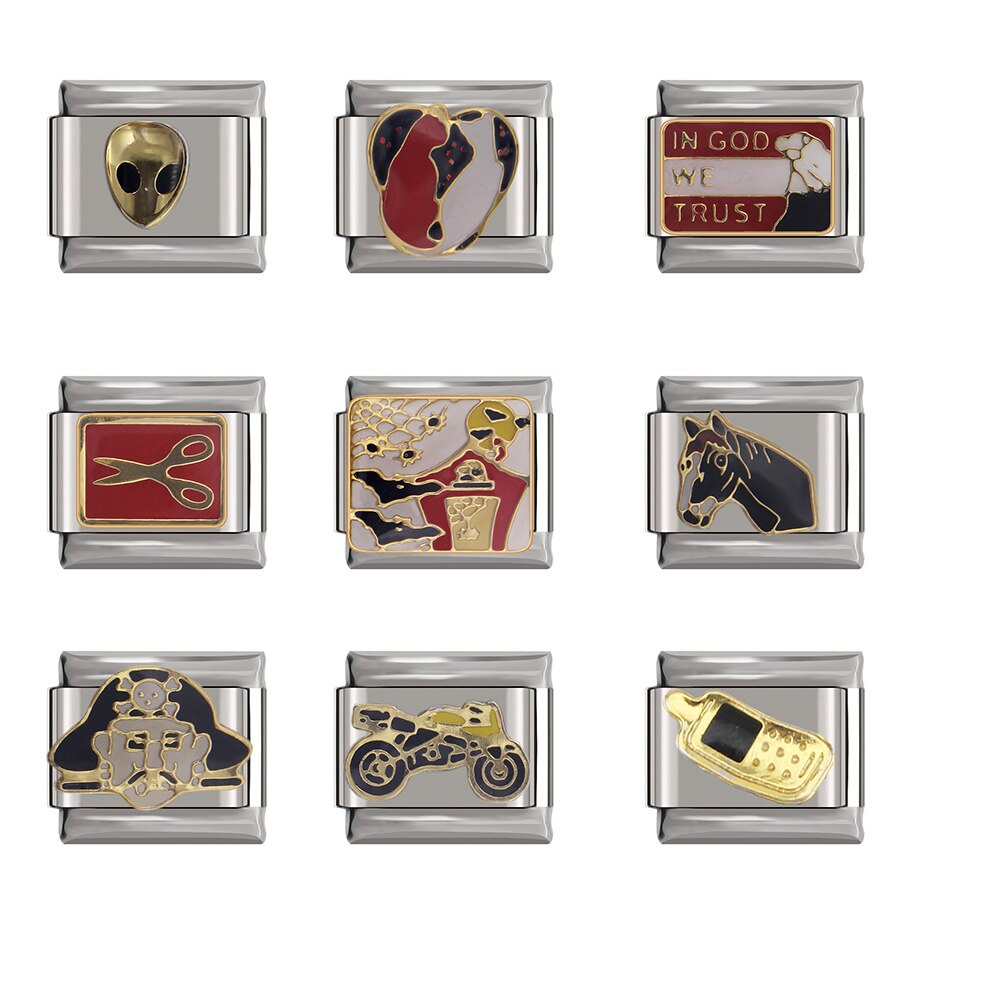 Fyour Daisy Paard Aliens Pirates Motorfiets Mobiele Telefoon Charm Links Fit 9Mm Armband Roestvrij Staal Diy Maken DJTop68