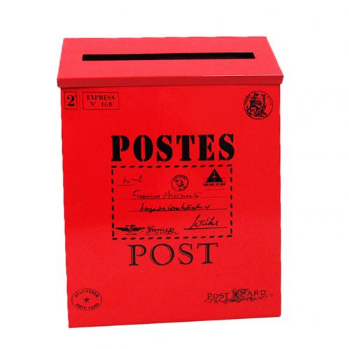 Vintage væghængende jern postkasse post postbreve avisæske vandtæt postkasse låsekasse hjem have oranment indretning: Rød