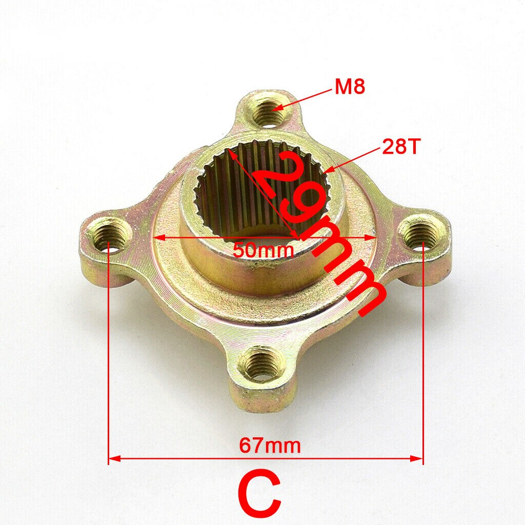 4 Stud 3 hole Axle 23T 24T 17T Hub Spline Mounting brackets Wheel Hub for 50cc- 125cc 150cc 250cc Quad Dirt Bike ATV Buggy