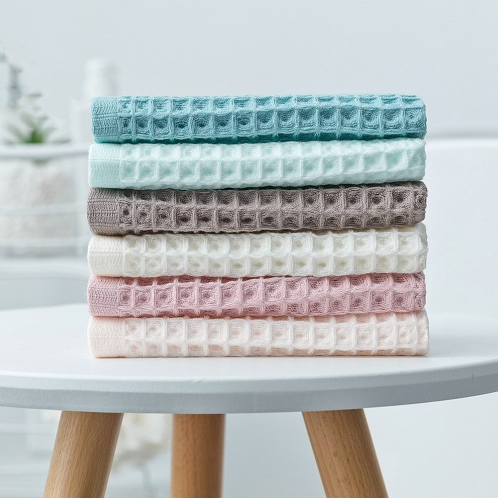 1 stks Wafel Zachte Gezicht Handdoeken voor Volwassenen Plaid Handdoek 100% Katoen Gezichtsverzorging Badkamer Gereedschap Sport Haar Handdoek 34*34 cm Vierkant
