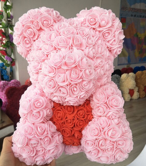 40 cm bear rose teddy bears flower rose bear DIY Christmas Valentine&#39;s Day: light pink