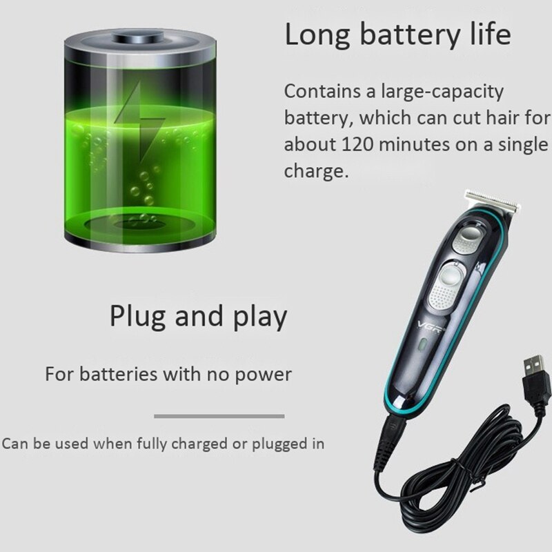 VGR V-055 tondeuse à cheveux Rechargeable étanche sans fil rasoirs électriques barbe tondeuse à cheveux tondeuse outil