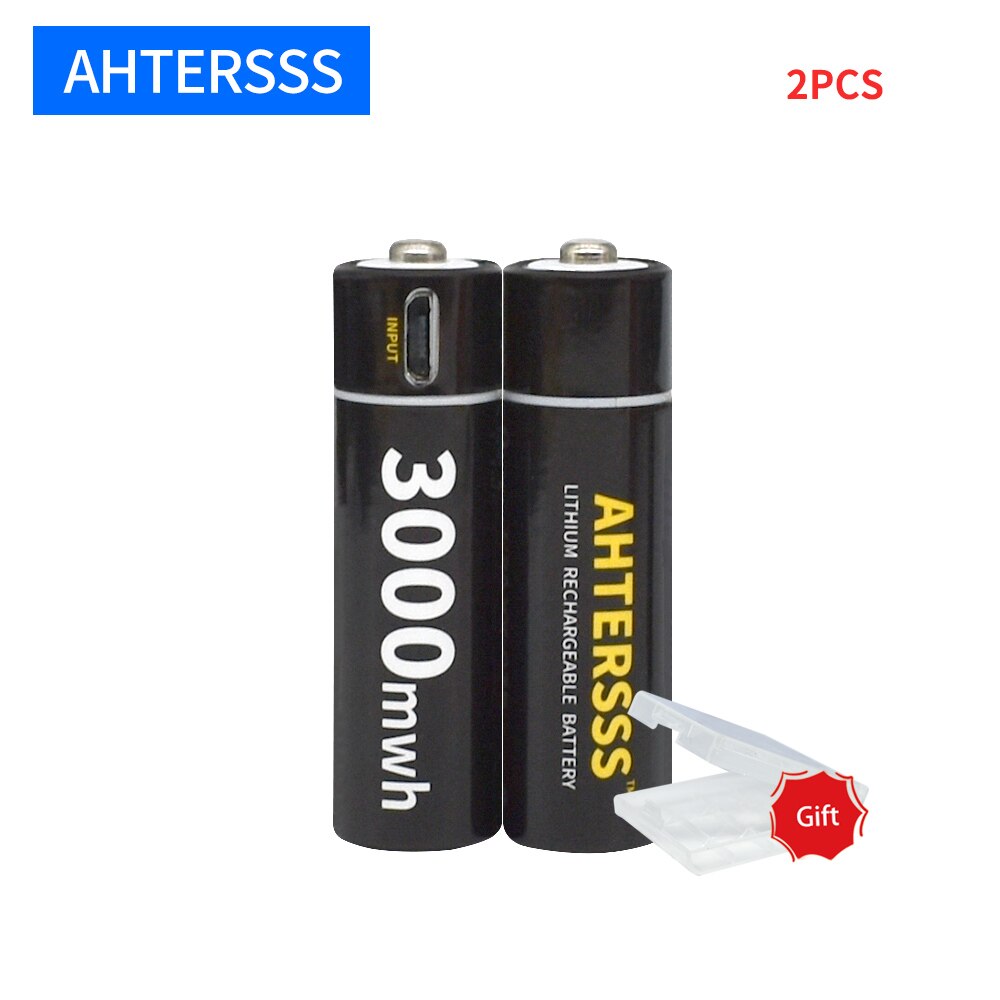 1.5v AA rechargeable battery USB aa lithium battery 2A 3000mwh smart usb charging: 2PSC