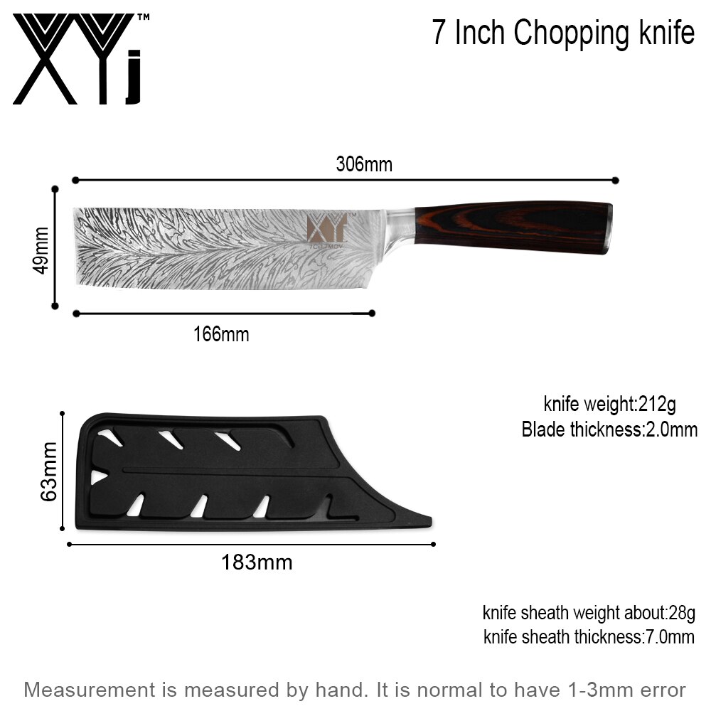 XYj Keuken Roestvrijstalen Mes Damascus Patroon Sharp Blade Chef Snijden Brood Hakken Santoku Utility Paring Messen: E 7 CHOPPING KNIFE