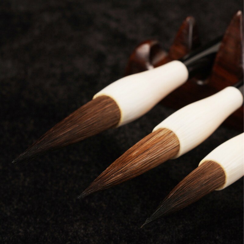 Pluma de caligrafía China 3 unids/set Mouse whisker pluma de la pintura China de la caligrafía pinceles con la caja de Tinta China