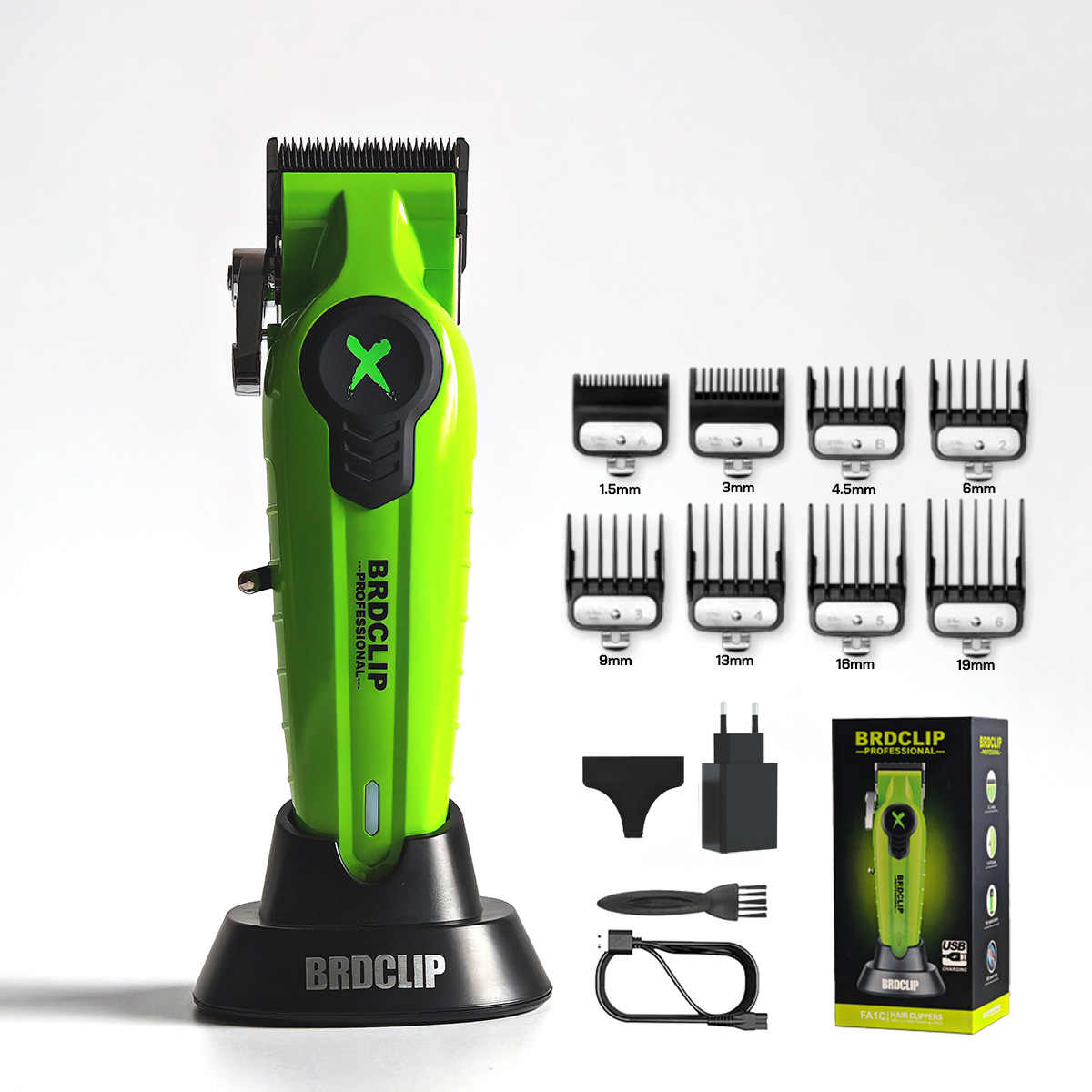 BRDCLIP Hair Trimmer Rechargeable Barber Clippers Hair Cutting Machine Charging Base Trimmer for Men BRD-FA1C FA1T: YELLOW