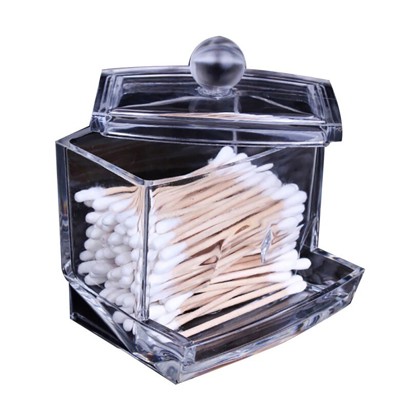 Clear Acryl Opslag Houder Doos Transparant Wattenstaafjes Stick Cosmetische Make-Up Organizer Case Make Up Tool: 01