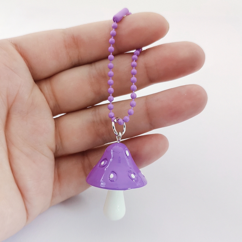 Leuke Kleur Kleine Paddestoel Sleutelhanger Tas Hanger Hars Cartoon Paddestoel Ornament Sleutelhanger Voor: Purple