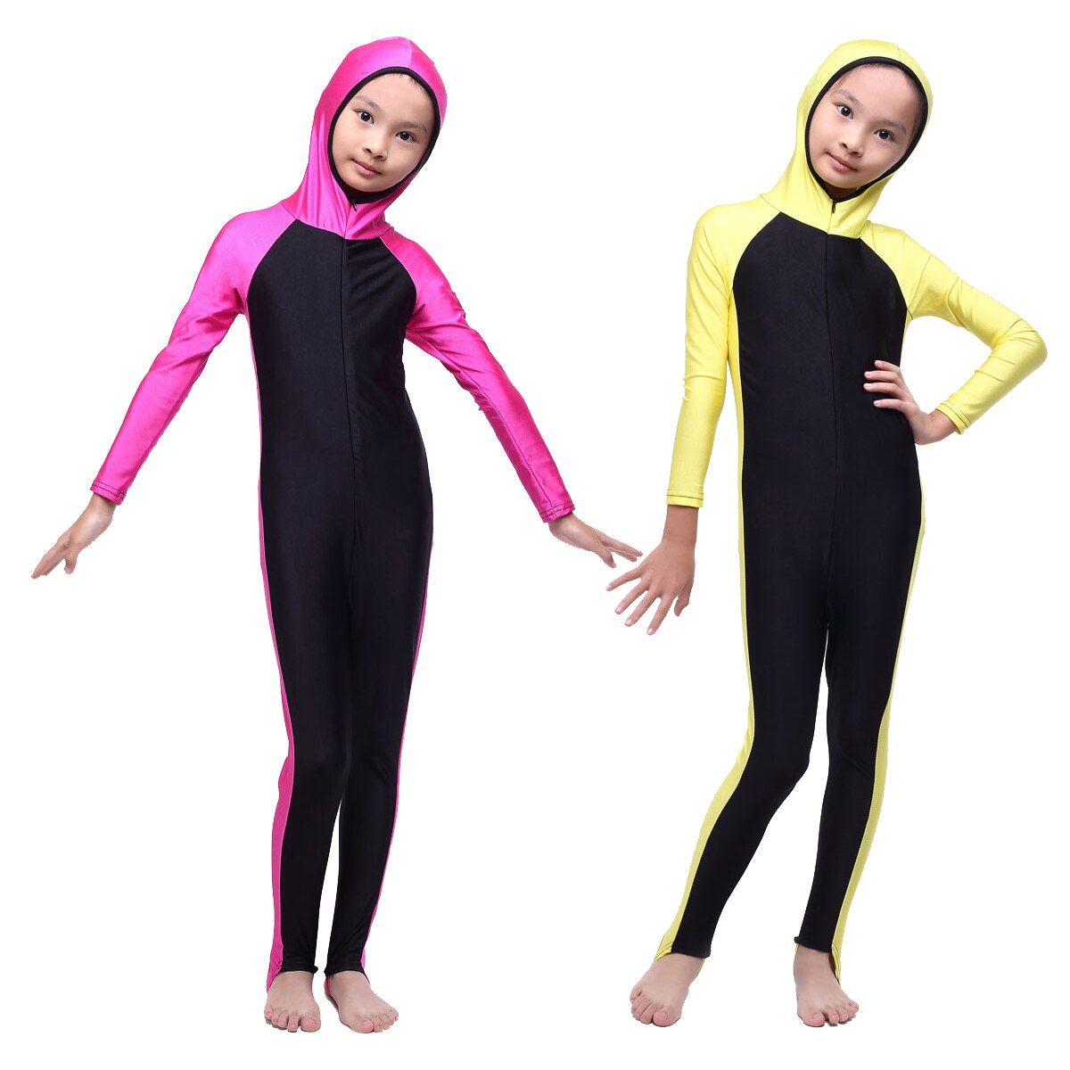 Muslim Swimwears Two-Piece Suits Striped Islamic Children Modest Swimsuits Girls Islam Sport Beach Wear Swimming Diving Burkinis