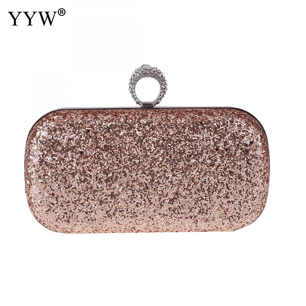 Diamanter bryllup håndtasker kvinder rose day clutch mini pung taske rhinestone gilter finger ring aftentasker hvid champagne