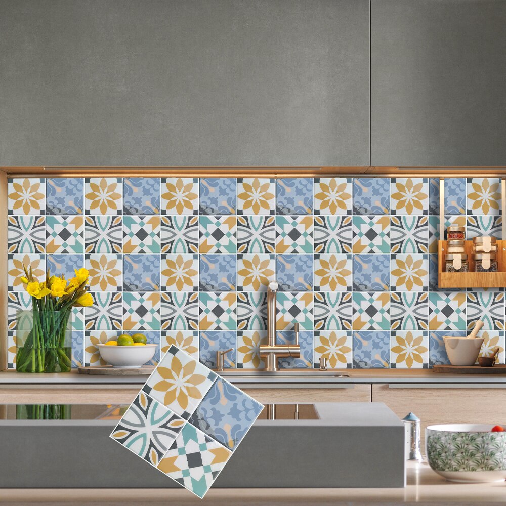 Selvklæbende mosaik køkken backsplash badeværelse skræl og stick vægdekoration klistermærke fliser vandtætte  - 1 ark