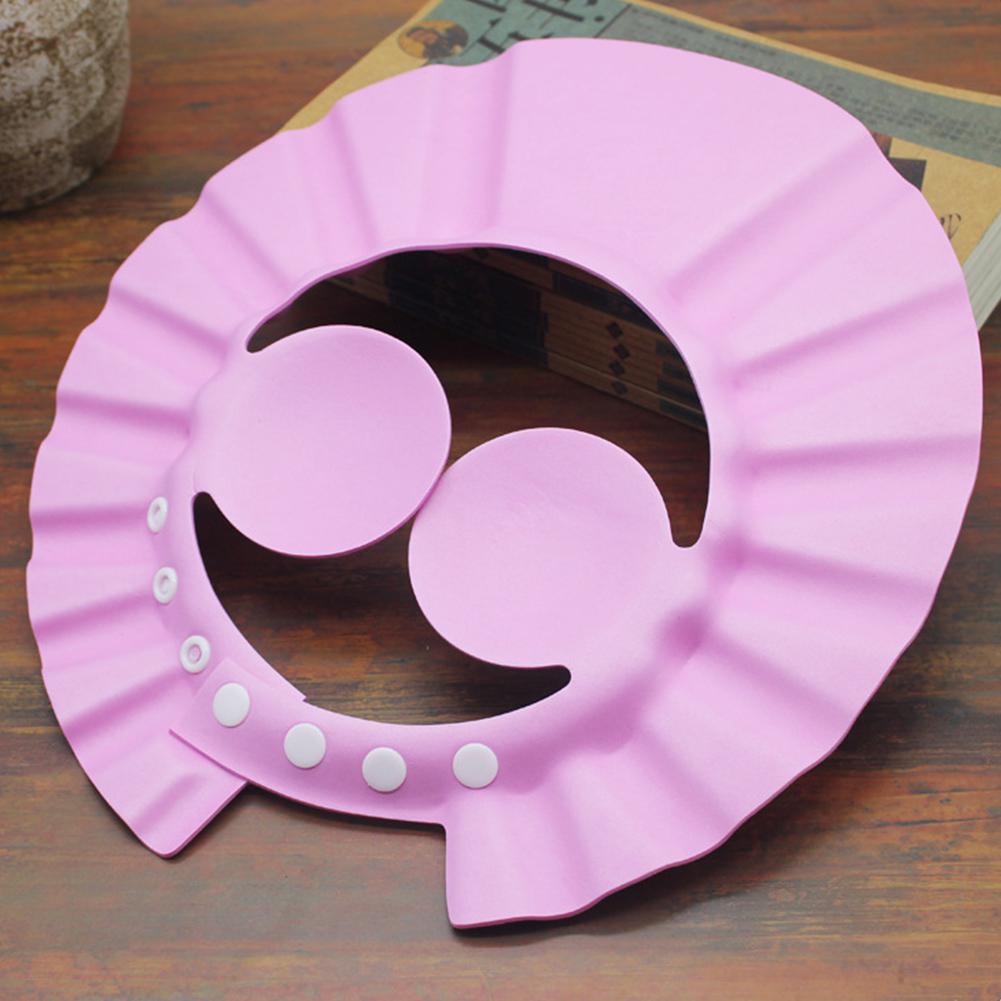 Baby Shower Cap Hair-Cutting Cap Ears Protecting Adjustable Hat shampoo cap: pink