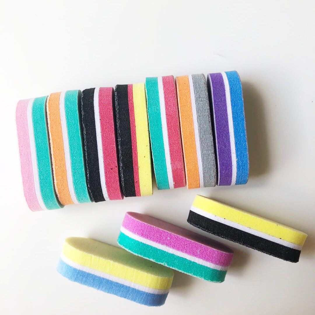 10 pçs cor da mistura mini bloco de buffer de unhas esponja bloco de arquivo de unhas descartáveis 100/180 mini arquivo de buffer de unhas lixa
