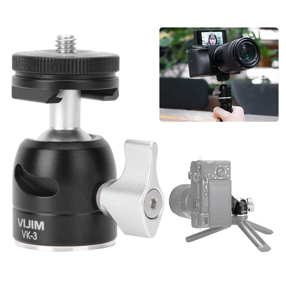 VIJIM VK-3 Camera Tripod Ball Head Mini Rotating Ballhead Universal 1/4 Screw for SLR Camera Fill Light Tripod Monopod, etc