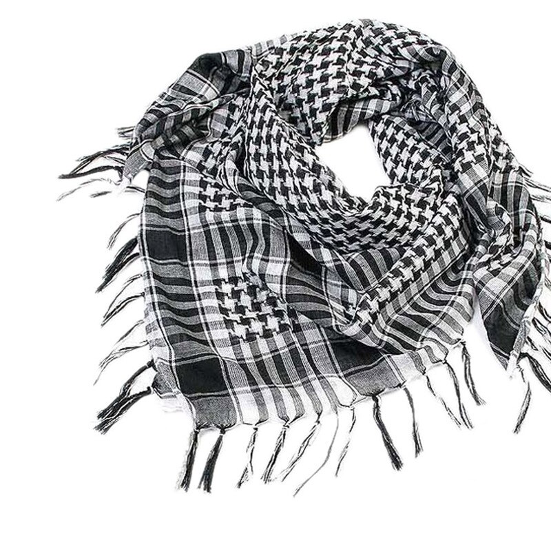 1pc mænd arabisk shemagh keffiyeh palæstinens tørklæde wrap  #0: Sort