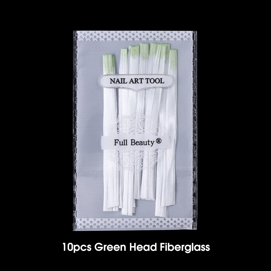 Glasfiber nagelförlängning byggande silke glasfiber nagelspetsar förlängningar form uv gel manikyr diy fiber former naglar verktyg  be1578: 10 st grön