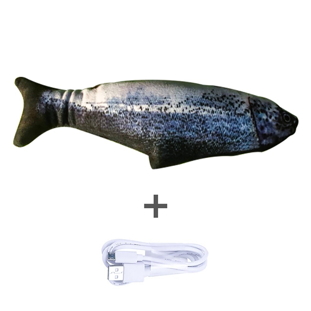 30/34CM Electronic Pet Cat Simulation Fish Toy USB Battery Charging Cat Chewing Playing Toy Biting Supplies Dropshiping: B with USB cable