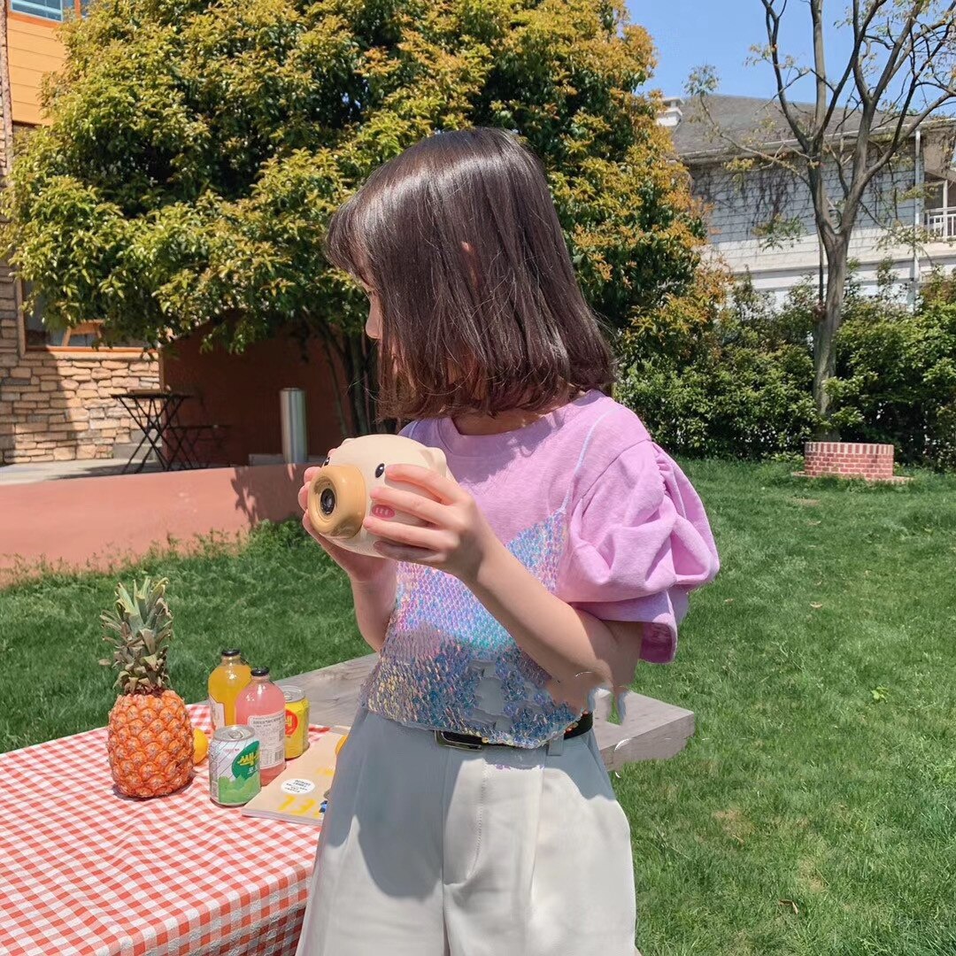 Humor Beer Meisjes Kleding Set Zomer Bladerdeeg Mouwen Pailletten T-shirt + Korte 2 Stuks Casual Peuter Kids Kleding gratis Riem