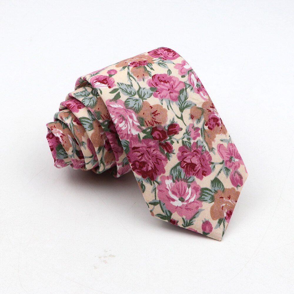 Neue Blumenkrawatte für Männer, dünne, lässige Baumwollkrawatte für Hochzeit, lässige Herrenkrawatten, klassische Anzüge, Blumendruck-Krawatten, Krawatte