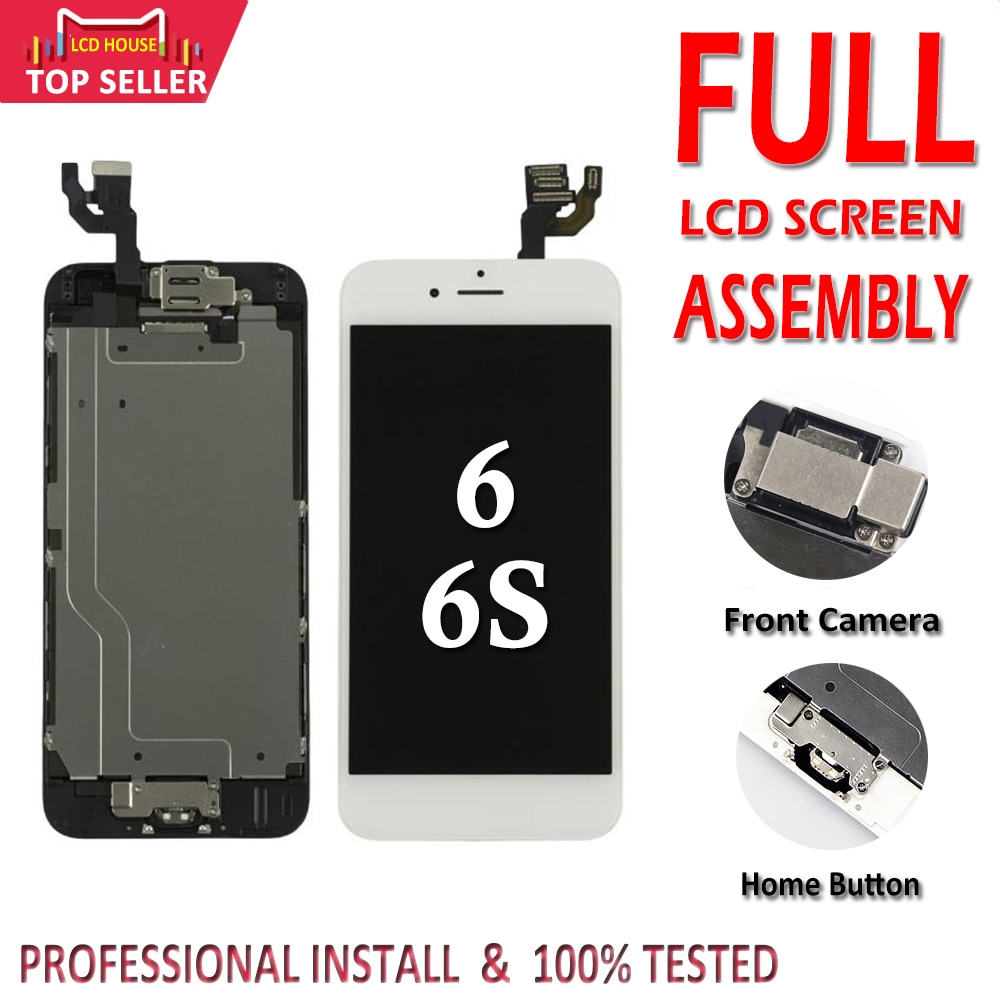 100% Volledige Set Screen Voor iPhone 6 6 S LCD Volledige Vergadering 3D Touch ID Compleet Vervanging Display + Front camera + Home Knop