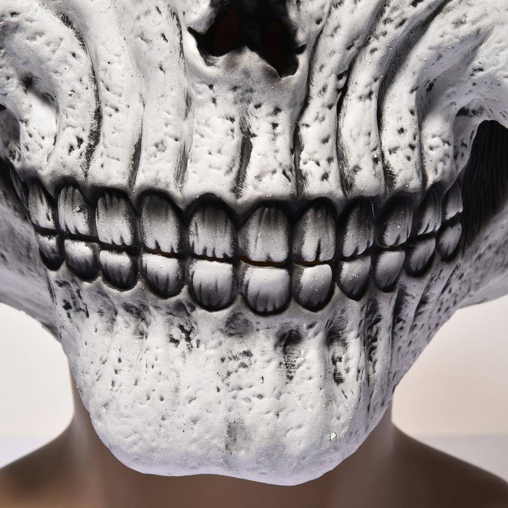 Máscara de calavera con cabeza de mandíbula móvil para Halloween, máscara de látex, mascarada de terror, tocado de esqueleto para Halloween, utilería de terror