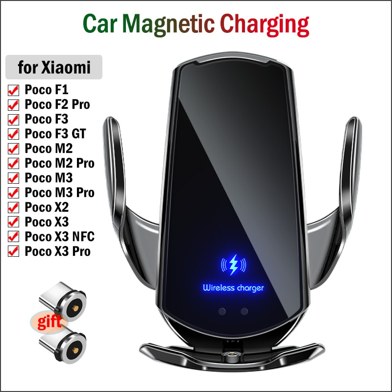 Fast magnetic charging for xiaomi poco  x3 x4 pro nfc  f1 f2 f3 m3 m4 pro car charger automatic smart sensor phone holder