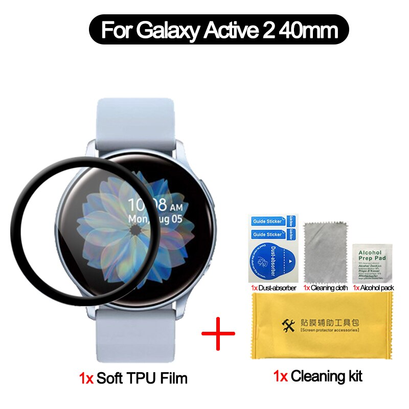 Curved Edge Screen protector For samsung galaxy active 2 40mm 44mm Soft Protective film For Galaxy active 1 (Not Tempered Glass): For Active 2 40mm / 2PCS