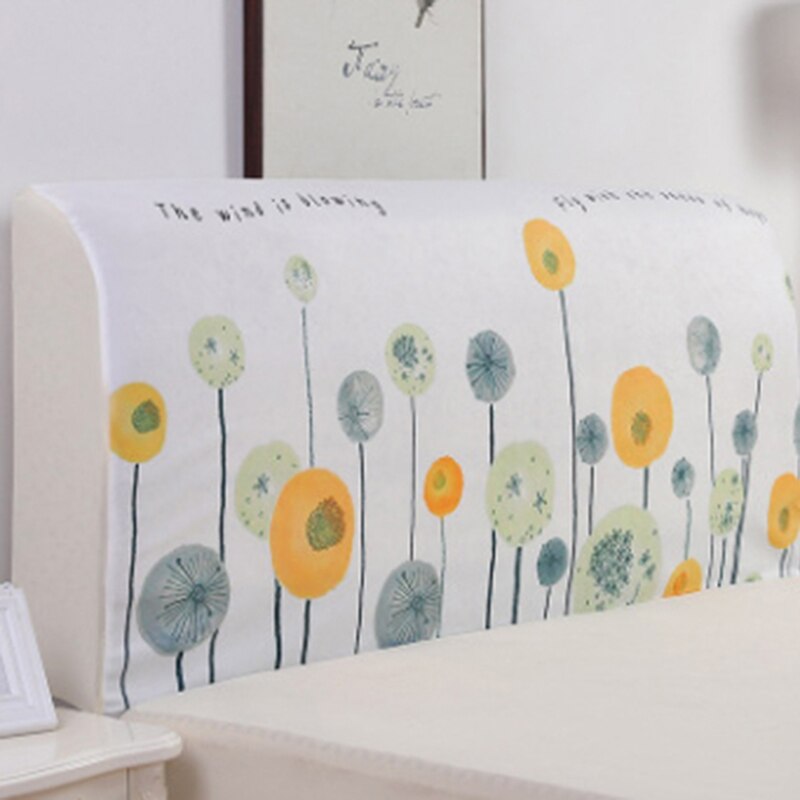 Printed Polyester Bed Cover Thick Elastic All-Inclusive Bedside Backrest Protection Dust Cover Home Bedroom Bed Cover: Dandelion