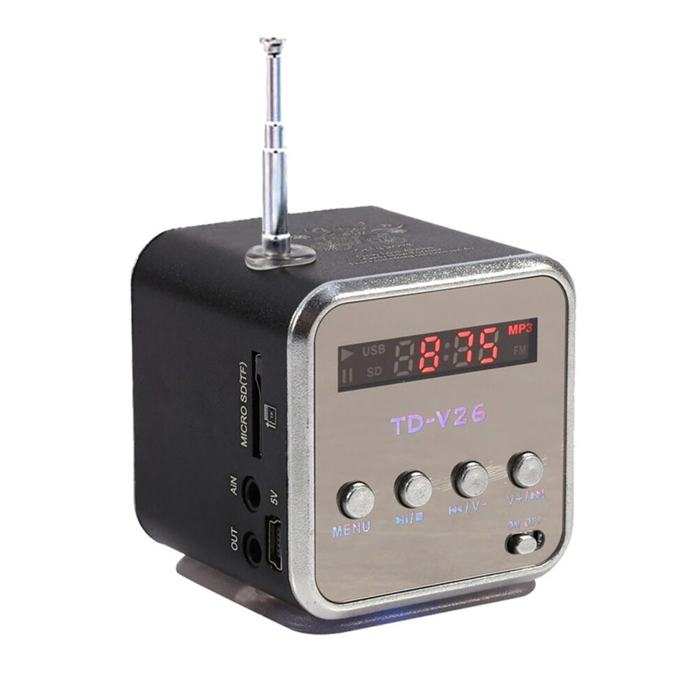 TD-V26 Draagbare Radio Speaker Met Lcd-scherm Ondersteuning Micro Sd/Tf MP3 Muziekspeler Digitale Fm Compatibel Voor Laptop