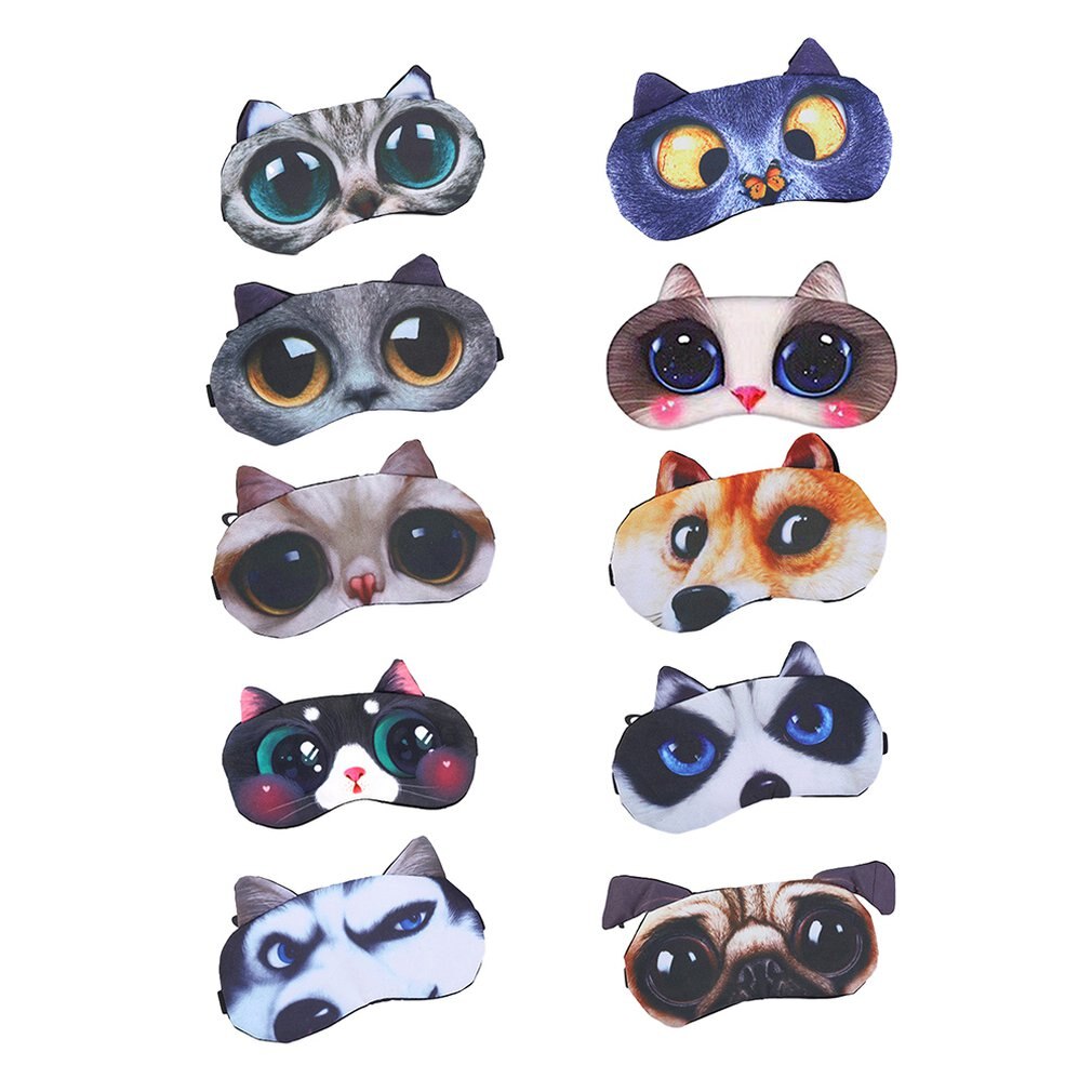 3D Eye Mask Ice Pack Eye Mask Cartoon Animal Blindfold Eye Mask Ceramic Fleece Short Plush Eye Mask